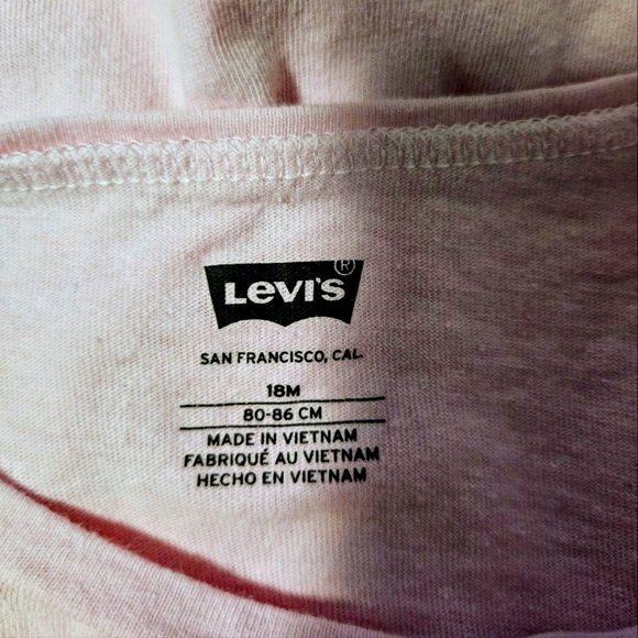 18M Official Licensed Levi's Pink Long Sleeve Shirt For Girls - Picture 3 of 3